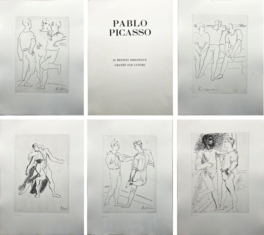 Stich Picasso - 14 DESSINS DE PICASSO (Grâce et Mouvement) gravés sur cuivre (1943).‎
