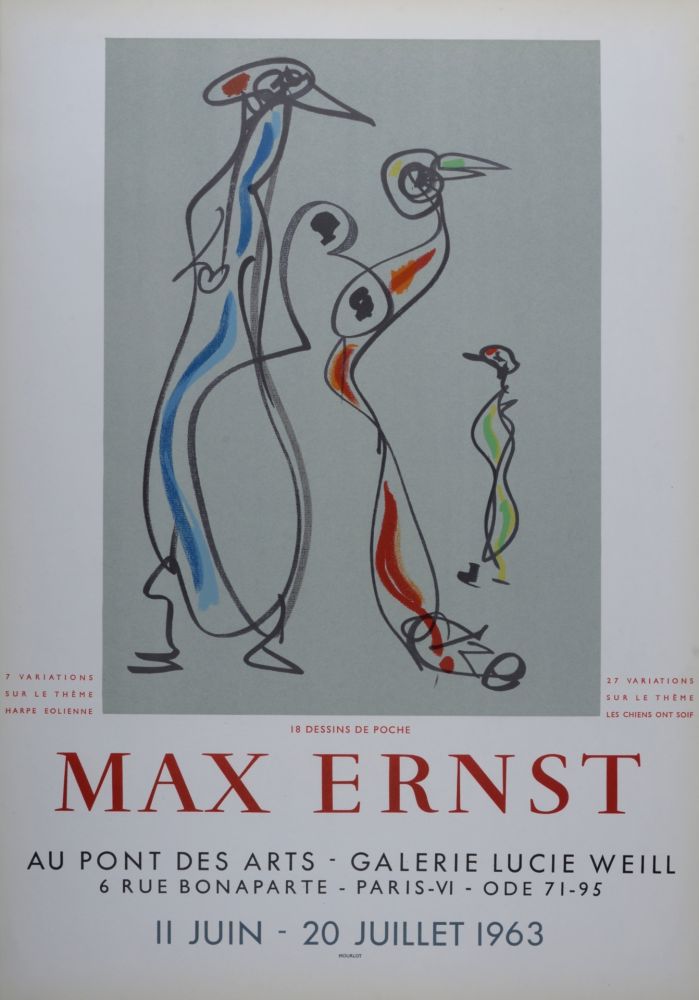 Lithographie Ernst - 18 Dessins de poche - Galerie Lucie Weill, 1963