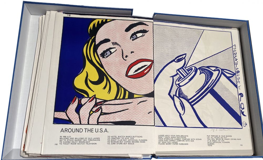 Illustriertes Buch Lichtenstein - 1¢ LIFE (One Cent Life) by Walasse Ting. 1/100 de luxe signé par les artistes (1964).