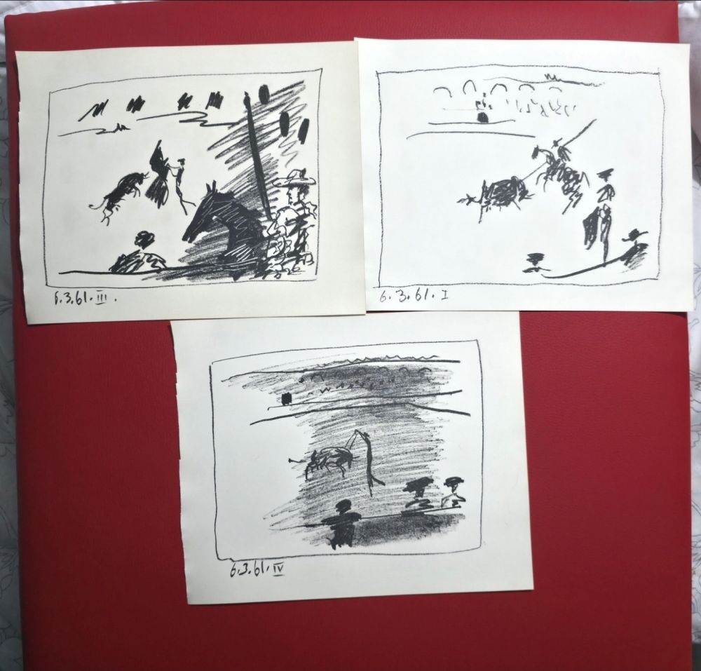 Lithographie Picasso - A Los Toros Avec Picasso- 3 plates