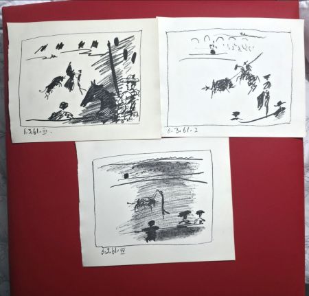 Lithographie Picasso - A Los Toros Avec Picasso- 3 plates