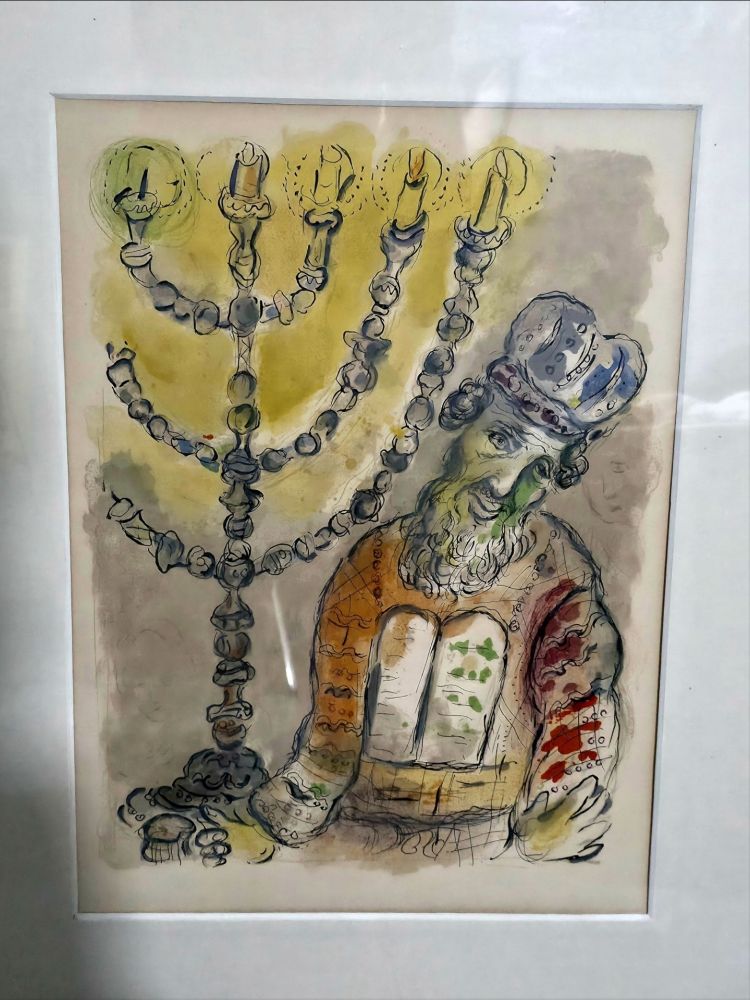 Lithographie Chagall - Aaron and the Seven Branched Lampstand Story of Exodus 1966