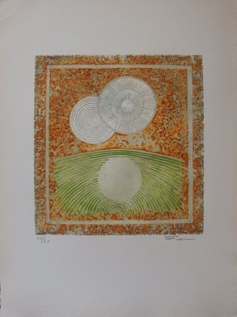 Radierung Und Aquatinta Fiorini - Abstraction aux deux soleils