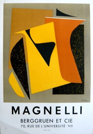 Lithographie Magnelli - Affiche exposition galerie Berggruen Mourlot