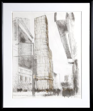 Lithographie Christo - Allied Chemical Tower, Packed, Project for Number 1 Times Square from 