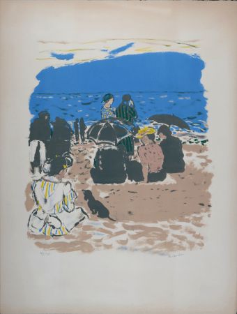 Lithographie Brianchon - Am Strand, c. 1955 -  Hand-signed!