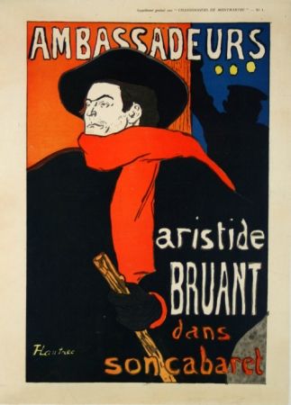 Lithographie Toulouse-Lautrec -   Ambassadeurs  Aristide Bruant