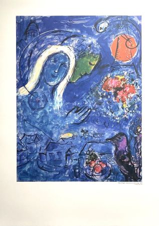 Plakat Chagall (After) - Amoureux au soleil rouge