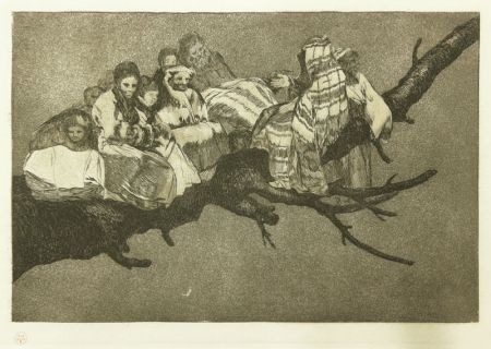 Radierung Goya - Andarse Po Las Ramas; Disparate Ridiculo, (plate 3 from Los Proverbios)