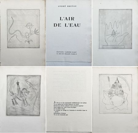 Illustriertes Buch Giacometti - André Breton. L'AIR DE L'EAU. 4 gravures originales (Paris 1934)