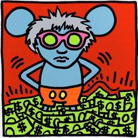 Siebdruck Warhol -  Andy Mouse (Dollar Bills)