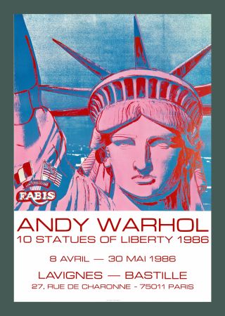 Lithographie Warhol - Andy Warhol: '10 Statues Of Liberty' 1986 Offset-lithograph