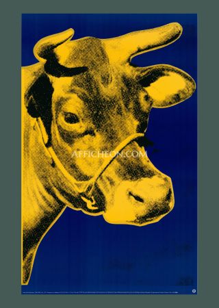 Lithographie Warhol - Andy Warhol: 'Cow (Blue)' 1992 Offset-lithograph