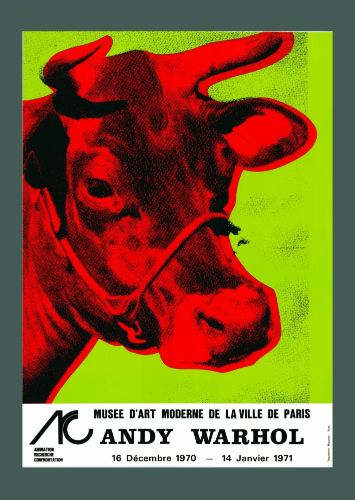 Lithographie Von Andy Warhol Andy Warhol Cow Wallpaper Green 1970 Hand Signed Original Pop Art Poster Auf Amorosart