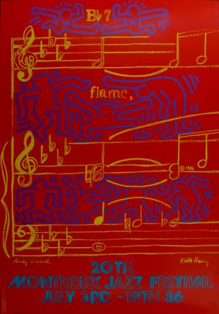 Siebdruck Haring - (& Andy Warhol) Montreux Jazz Festival, 1986