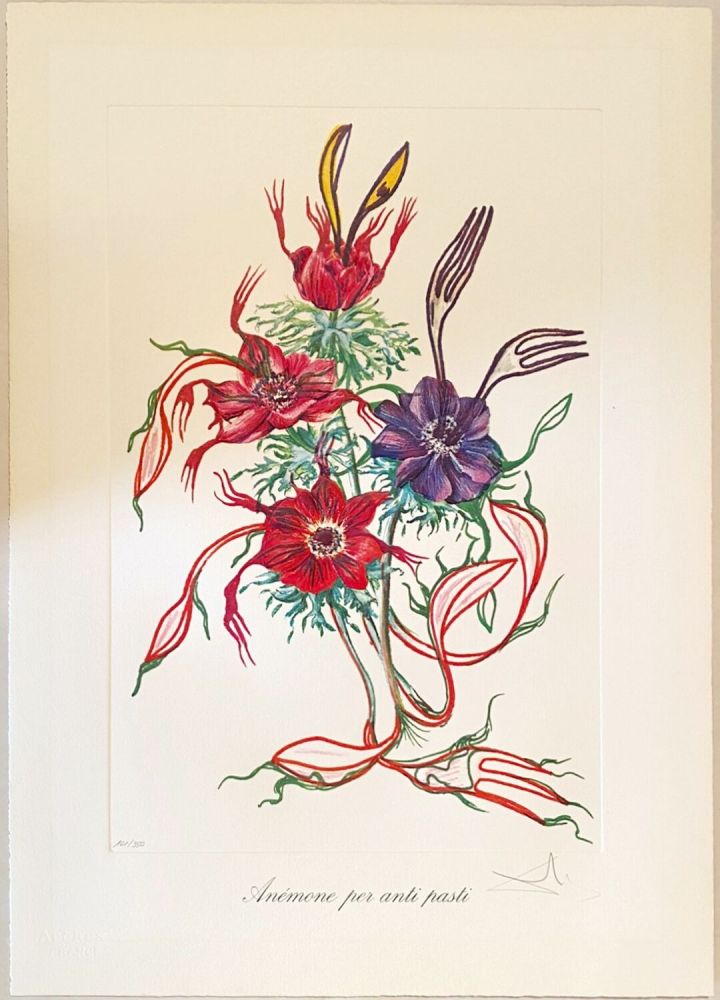 Kaltnadelradierung Dali - Anemone per anti-pasti