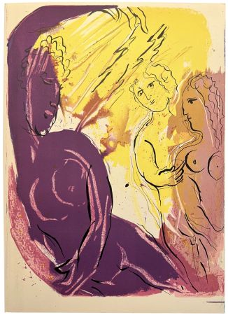 Lithographie Chagall - ANGE DU PARADIS. Lithographie originale pour LA BIBLE. 1956.