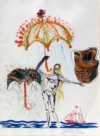 Lithographie Dali - Anti-Umbrella with Atomized Liquid, from Imaginations and Objects of the Future 