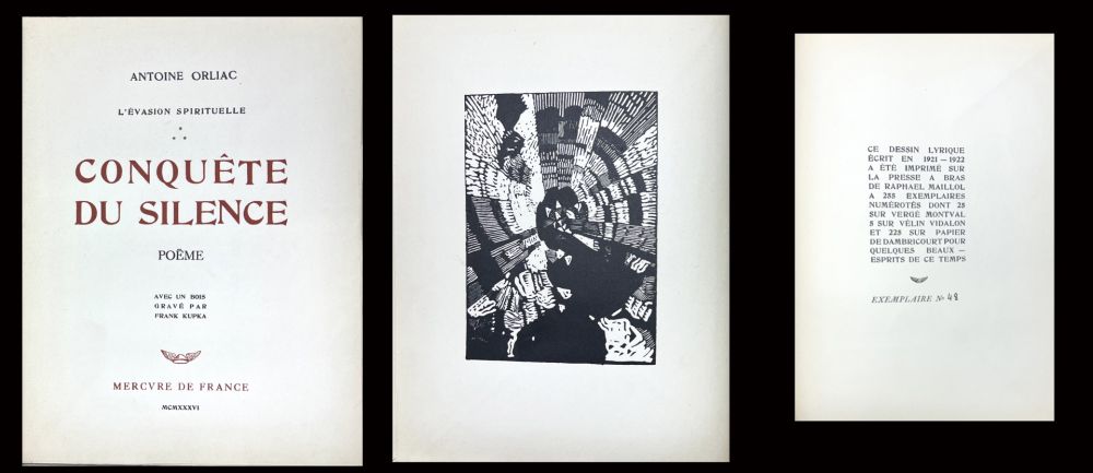Illustriertes Buch Kupka - Antoine Orliac : CONQUÊTE DU SILENCE avec un bois gravé de Frank KUPKA (1936)