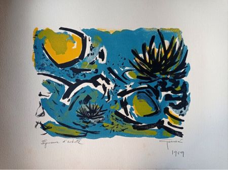 Lithographie Unknown - Antonio Guansé - Water Lilies, 1959, Hand-Signed  Lithograph