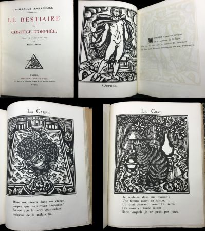 Illustriertes Buch Dufy - Apollinaire : LE BESTIAIRE ou le Cortège d'Orphée. Bois de Raoul Dufy (1911)