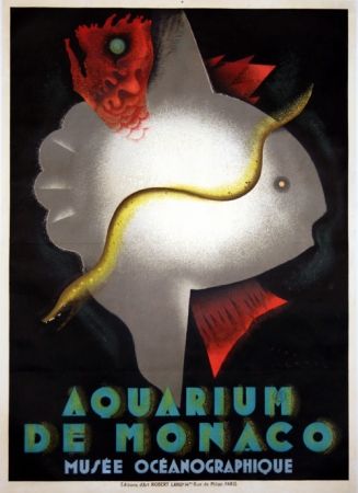 Lithographie Carlu - Aquarium de Monaco