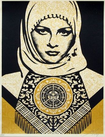 Siebdruck Fairey - Arab Woman (Gold)