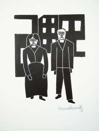 Linolschnitt Schmitz - Arbeiterpaar (Working Couple)