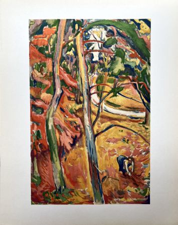 Pochoir Friesz - ARBRES, AUTOMNE À HONFLEUR (1906)