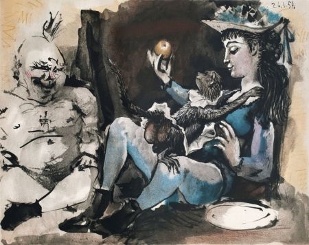 Lithographie Picasso - Arlequín con mono