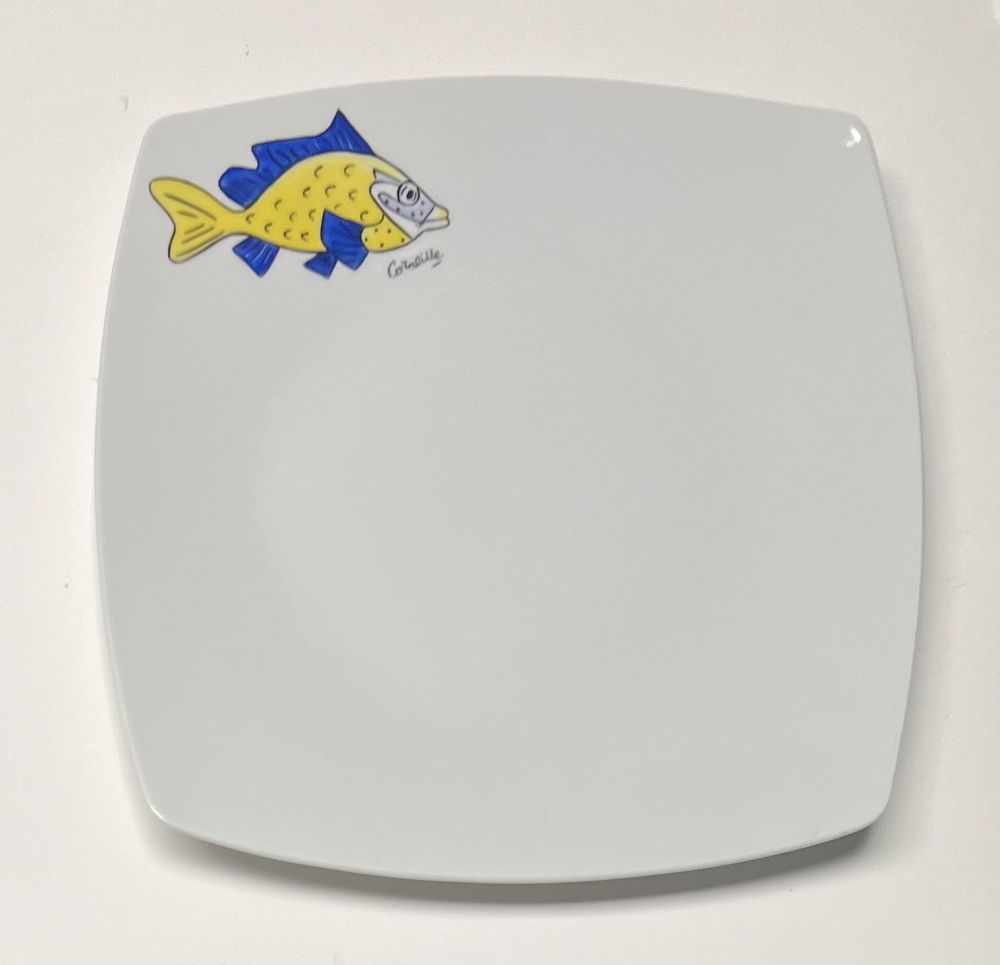 Keramik Corneille - Assiette Poisson Porcelaine de Limoges peinte à la main