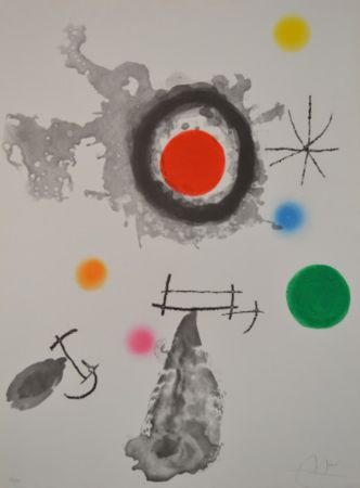 Radierung Und Aquatinta Miró - Astre Et Fumee - D424