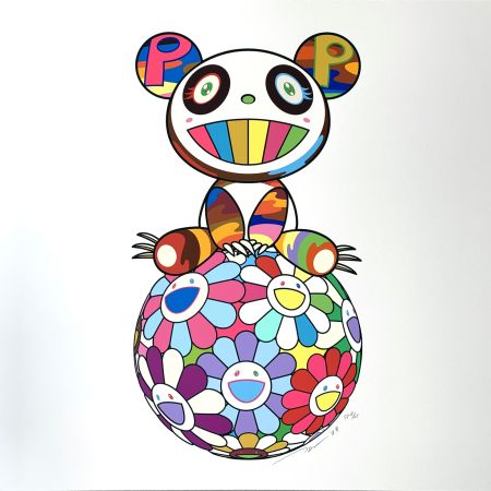 Siebdruck Murakami - Atop a Ball of Flowers, A Panda Cub Sits Properly