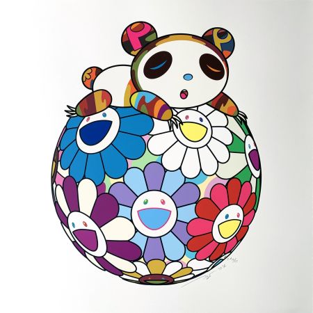 Siebdruck Murakami - Atop a Ball of Flowers, A Panda Cub Sleeps
