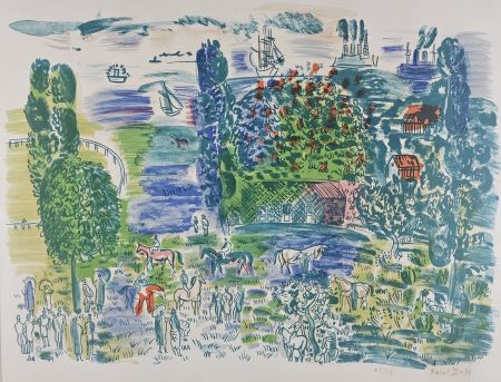 Lithographie Dufy - Au Paddock