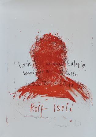 Lithographie Iseli - Ausstellungsplakat Lock Galerie, St. Gallen, 14.12.1974-2.2.1975.