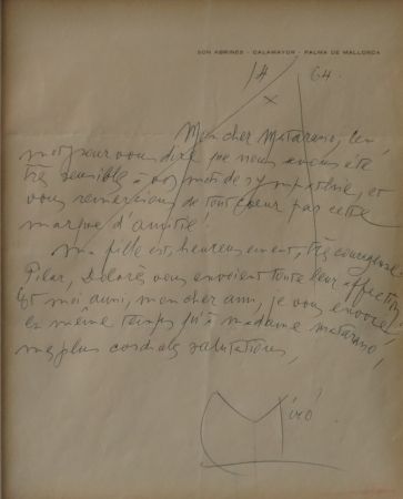 Keine Technische Miró - Autographed letter