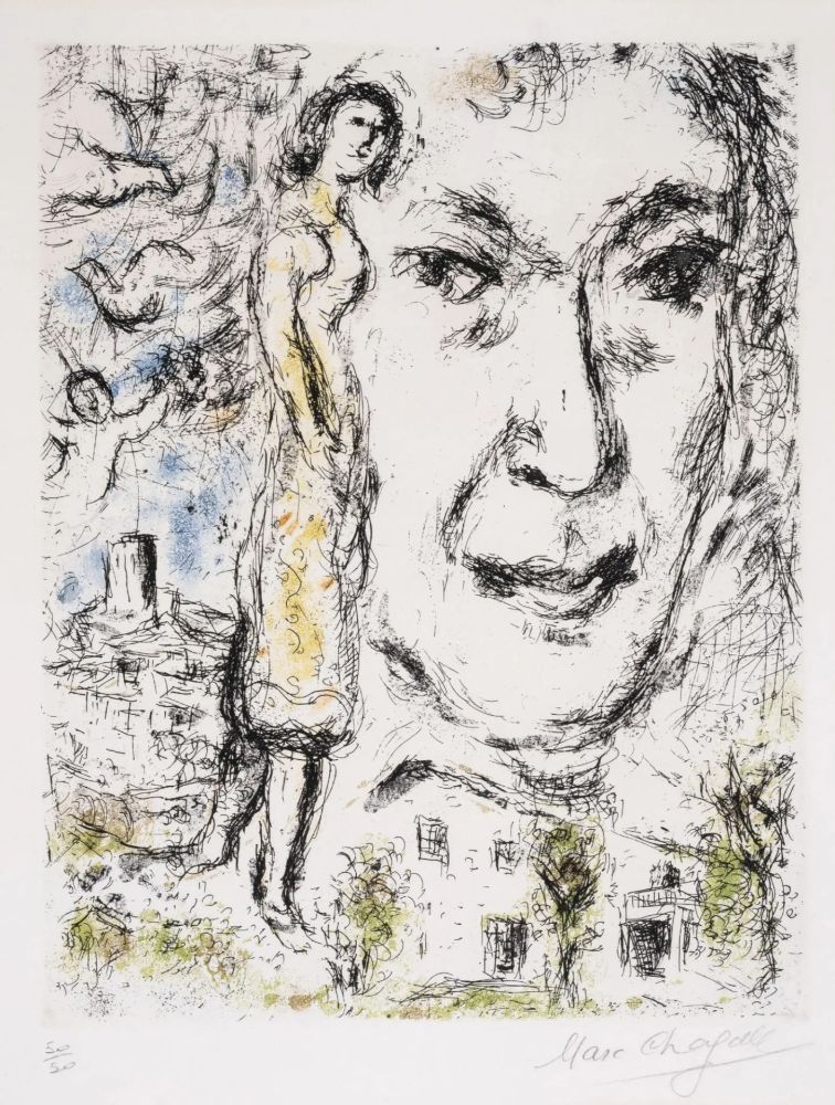 Radierung Und Aquatinta Chagall - Autoportrait