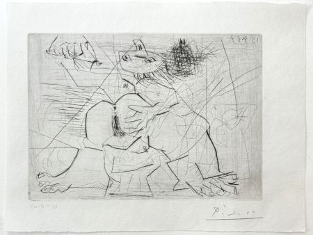 Kaltnadelradierung Picasso - Aux quatre coins de la pièce, from Hommage à Roger Lacourière