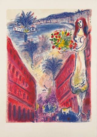 Lithographie Chagall - Avenue de la victoire à Nice