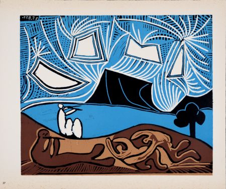Linolschnitt Picasso - Bacchanale, 1962