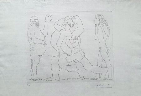 Stich Picasso - Bacchanale au hibou et au jeune homme masqué