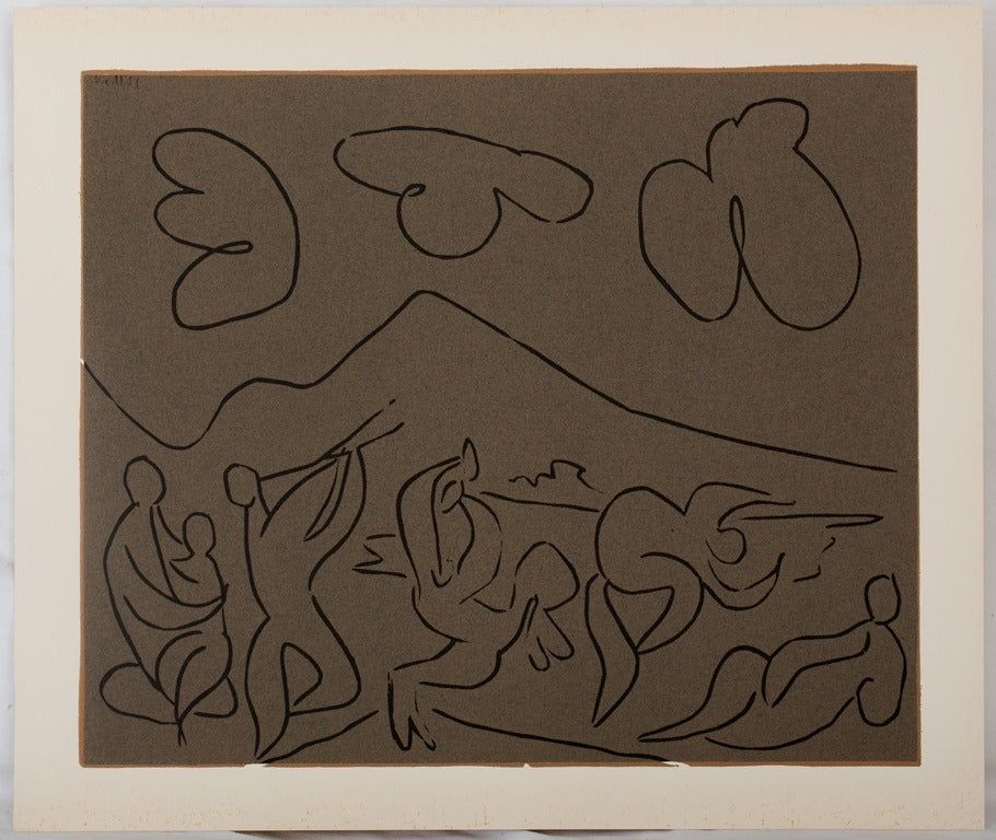 Linolschnitt Picasso - Bacchanale : la danse des faunes