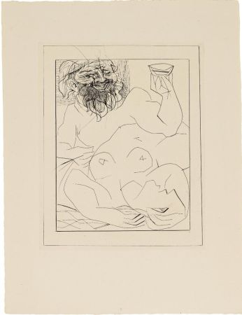 Stich Picasso - Bacchus et femme nue étendue