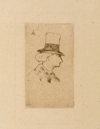 Radierung Manet - Baudelaire de profile en chapeau II