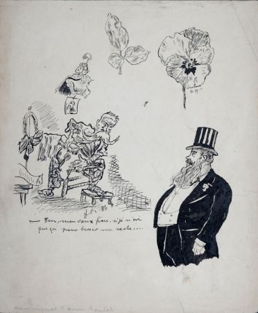 Keine Technische Boutet - Ben mon vieux frère, si je n'ai que ça pour brosser ma veste..., 1897 - Original drawing (Hand-signed!)