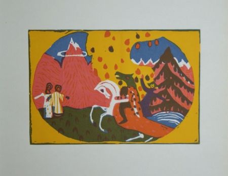 Holzschnitt Kandinsky - Berge - Klänge, edition Pieper, 1913