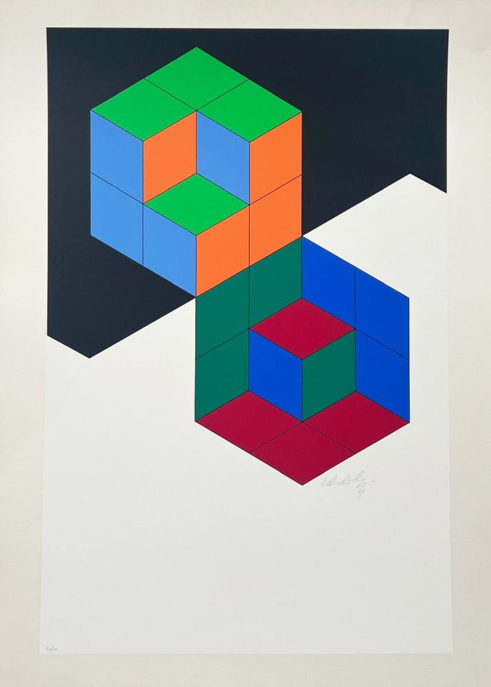 Siebdruck Vasarely - Bi-Hexa 