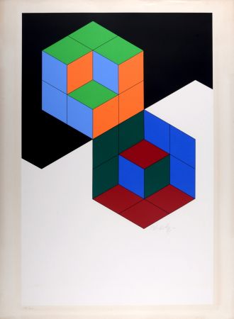 Siebdruck Vasarely - Bi-Hexa , 1975