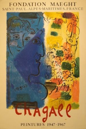 Lithographie Chagall - (Blaues Profil). Peintures 1947-1967